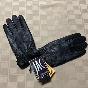 Jacob Ash Holdings Women’s Black‎ Italian Leather Gloves 40 Gram Size Medium NEW